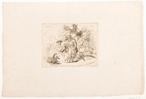 Yahuda, Tamar'a mühür yüzüğünü verir Thamar et Judas (nesne üzerindeki başlık) Viyana'da Hofbibliothek'te tutulan Rembrandt'ın çizimlerinden sonra altı baskı (dizi başlığı) Altı estampes gravées d'après les desseins Originaux de Rembran by Adam von Bartsch