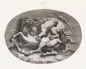 Roma ihtişamının aynası: Bir Ata Saldıran Aslan, c1540-80.