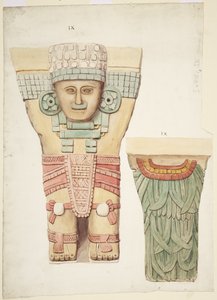 Caryatid IX, önden ve arkadan görünümleri gösteriyor (küçük ölçekte arkadan görünüm) (suluboya) by Adela Breton
