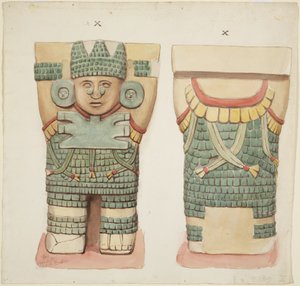 Caryatid X, önden ve arkadan görünümleri gösteriyor (suluboya) by Adela Breton