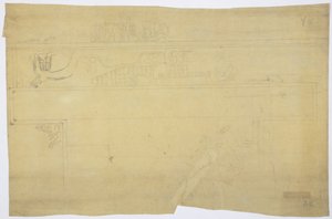 Kapının üstünden bir duvar resminin izinin kopyası, Jaguarların üst tapınağı, Chichen Itza, Meksika Kalem 