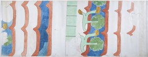 Tarım Tapınağı, Teotihuacan, Meksika'dan bir duvar resminin kopyası (suluboya, gövde rengi, grafit) by Adela Breton