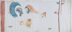 Küçük odadan bir duvar resminin kopyası Acanceh, Meksika Kurşun kalem çizgileri, suluboya Üç parça halinde (kalem çizgileri ve sulu boya) by Adela Breton