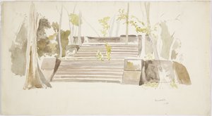 Ton adımları muhtemelen 'Temple de las Critas', Cempoala (Zempoala), Vera Cruz (suluboya) by Adela Breton