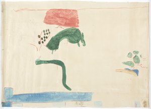 Chichen Itza, Meksika'dan bir duvar resminin izini Doğu duvarından, iç orta oda, Jaguarların Üst Tapınağı, Büyük Balo Mahkemesi (suluboya, gövde rengi, grafit) by Adela Breton