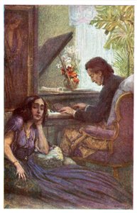 Müzisyen ve besteci Frederic Chopin, George Sand ile, Adolf Karpellus (renkli taş) by Adolf Karpellus