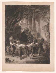 Çocuklar yaşlı bir adamın etrafında bir daire içinde dans ediyor Büyükbabada (nesne üzerindeki başlık) by Adolf Wagenmann