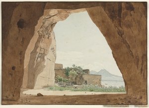 Bir Mağaradan Vezüv ve Napoli Körfezi, 1820. by Adolf von Heydeck