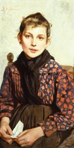 Oturan kız, Adolfo Belimbau (1845-1938), tuval üzerine yağlıboya, 71x37 cm