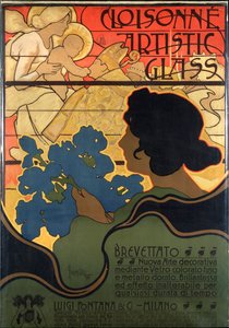 Bir doğum sahnesi ile Cloisonne Glass için reklam afişi by Adolfo Hohenstein