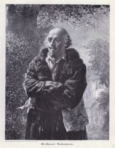 William Shakespeare, İngiliz oyun yazarı (gravür) by Adolph Friedrich Erdmann von (after) Menzel