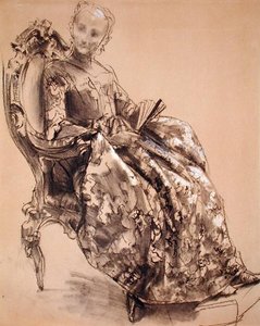 Prusya Prensesi Amalie Üzerine Bir Araştırma (kağıt üzerinde tebeşir) by Adolph Menzel