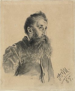 Sakallı Bir Adamın Portresi by Adolph Menzel