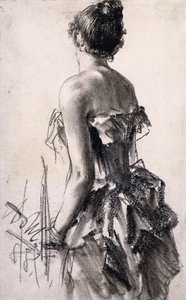bir kadının arkadan görünüşü; Bir bayanın arkadan görünüşü, 1888 by Adolph Menzel