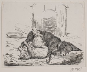 Köpek yavrusu ile köpek tasma by Johan Adolph Kittendorff