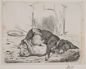 Köpek yavrusu ile tasma by Johan Adolph Kittendorff