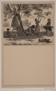 Elma ağacının altında. No. 21 içinde Chr. Winther ve M. Rørbye, "Küçük Çocuklar için 25 Resim" by Johan Adolph Kittendorff