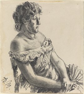 Mahkeme elbiseli kadın by Adolph Menzel