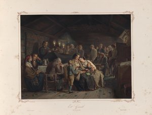 Tidemand, Adolph tarafından Norske Folkelivsbilleder kitabından alınan ve Chr. Tønsberg tarafından yayınlanan illüstrasyon (Christiania, 1858) by Adolph Tidemand