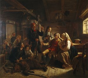 Yaralı Ayı Avcısı by Adolph Tidemand