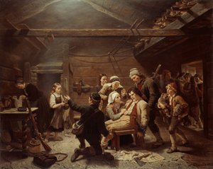 Ayı avcıları eve dönüş by Adolph Tidemand