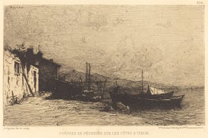 İtalya kıyılarında balıkçı kulübeleri by Adolphe Appian