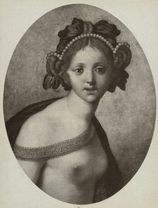 Bir kadın figürü, muhtemelen bir tanrıça Venüs resminin fotoğraflı reprodüksiyonu (nesne üzerindeki başlık) by Adolphe Braun and Cie. (attributed to)