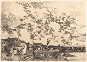 Bir nehir kenarında köy by Adolphe Hervier