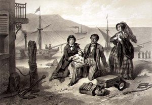 Kanada'ya Geliş, Harriet Beecher Stowe (1811-96) tarafından 'Tom Amca'nın Kulübesi'nden alınan 12 numaralı levha, Claude Regnier (fl.1840-66) (litho) tarafından oyulmuş by Adolphe Jean Baptiste (after) Bayot