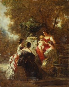 Bir Parktaki Figürler (tuval üzerine yağlı boya) by Adolphe Joseph Thomas Monticelli