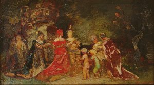 Parkta Toplanmak by Adolphe Joseph Thomas Monticelli