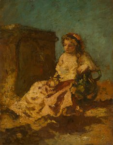 Meditasyon (Oturan Kadın) by Adolphe Joseph Thomas Monticelli