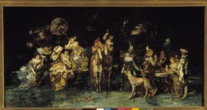 Parkta gece ziyafeti by Adolphe Joseph Thomas Monticelli