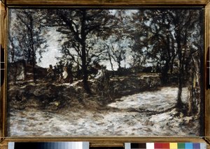 Kırsal bölge. Fontainebleau. Adolphe Thomas Joseph Monticelli