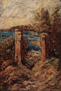 Cassis Portalı, Deniz Kenarında Manzara Tablosu Adolphe Monticelli (1824-1886) Dim 45x30 cm Musee Grobet-Labadie by Adolphe Joseph Thomas Monticelli