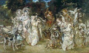 Valois zamanında bir parkta buluşma by Adolphe Joseph Thomas Monticelli