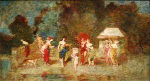 Parktaki sahne II, 1870 dolayları by Adolphe Joseph Thomas Monticelli