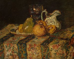 Meyve ve Şarap Sürahisi ile Natürmort by Adolphe Joseph Thomas Monticelli