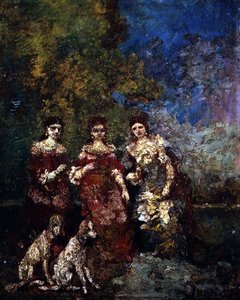 Üç Kadın (tuval üzerine yağlı boya) by Adolphe Joseph Thomas Monticelli