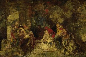 Bir ormandaki kadınlar by Adolphe Joseph Thomas Monticelli