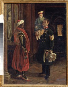 Mahkemede Bir Sahne. Adolphe Ladurner (1798-1856), tuval üzerine yağlı boya, 1840 dolaylarında. 19. yüzyıl Fransız sanatı. Devlet Borodino Savaş ve Tarih Müzesi, Moskova.