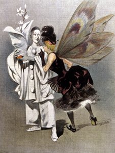 Pierrot ve Colombine#39;in peri vaftiz annesi by Adolphe Leon Willette