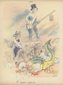 Modern Hydra (renkli lito) by Adolphe Leon Willette