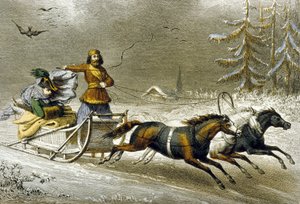 Karda Bir Kızak, Rusya (renkli gravür) by Adolphe Rouargue