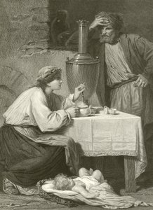 Bir Rus köylünün evi by Adolphe Yvon