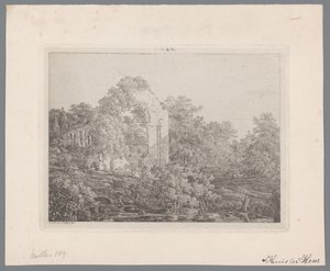 Castle de Haar'ın kalıntılarının görünümü by Adriaan Jacob Willem van Dielen