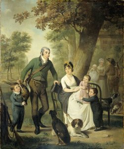 Jonkheer Gysbert Carel Rutger Reinier van Brienen van Ramerus (1771-1821), Karısı ve Dört Çocuğuyla by Adriaan de Lelie