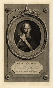 Robert Devereux, Essex'in 2. Kontu, Elizabeth I'in favorisi. Robert d'Evreux, Comte d'Essex. Dantel yakalı, zırh takım elbiseli, kuşaklı. Isaac de Larrey'nin Histoire d'Angleterre'sinden Adriaen van der Werff'ten sonra Piete