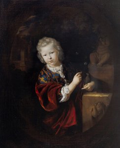 Herkül Heykelinin Yanında Muhabbet Kuşu Tutan Genç Bir Çocuğun Portresi by Adriaan van der Werff