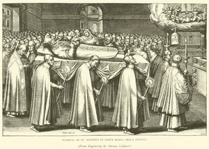 Funeral of St Ignatius in Santa Maria Della Strada (engraving) by Adriaen (after) Collaert